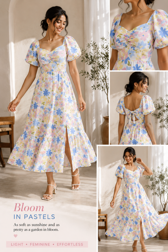 Coral Whisper Flared Dress
