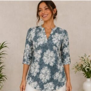 Slate Mist Floral Tunic Top